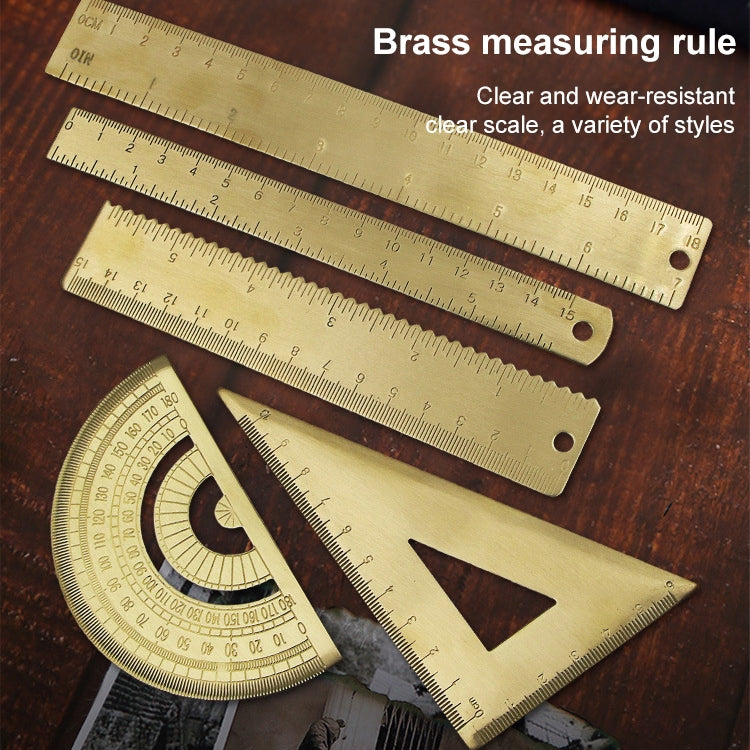 Brass Retro Drawing Ruler Measuring Tools, Model: 0-10cm Right Angle Triangle Ruler - Rulers by PMC TechLife | Online Shopping South Africa | PMC TechLife