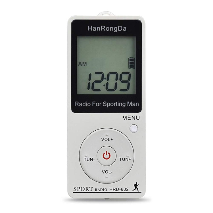 HRD-602 Digital Display FM AM Mini Sports Radio with Step Counting Function (White) - Radio Player by PMC Jewellery | Online Shopping South Africa | PMC Jewellery | Buy Now Pay Later Mobicred