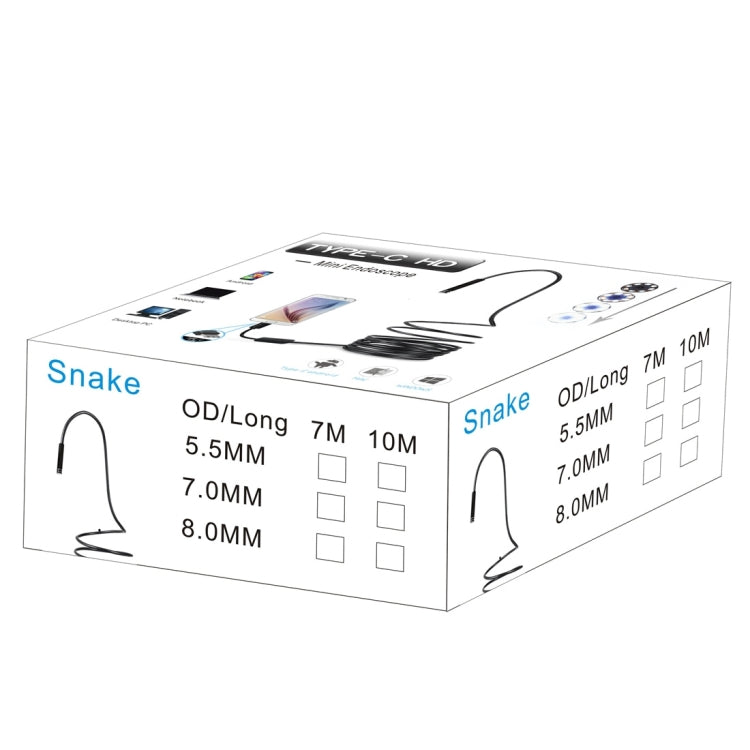AN97 USB-C / Type-C Endoscope Waterproof IP67 Tube Inspection Camera with 8 LED & USB Adapter, Length: 10m, Lens Diameter: 7mm -  by PMC Jewellery | Online Shopping South Africa | PMC Jewellery | Buy Now Pay Later Mobicred