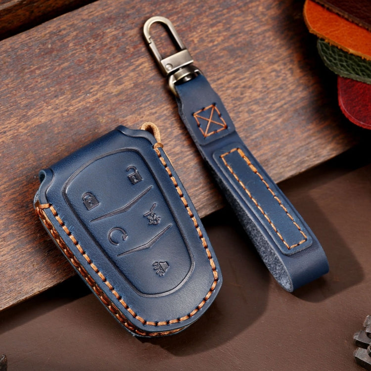 For Cadillac / CT5 / CT6 / XT6 5-button C087 Car Key Leather Protective Case (Blue) - Car Key Cases by PMC Jewellery | Online Shopping South Africa | PMC Jewellery | Buy Now Pay Later Mobicred