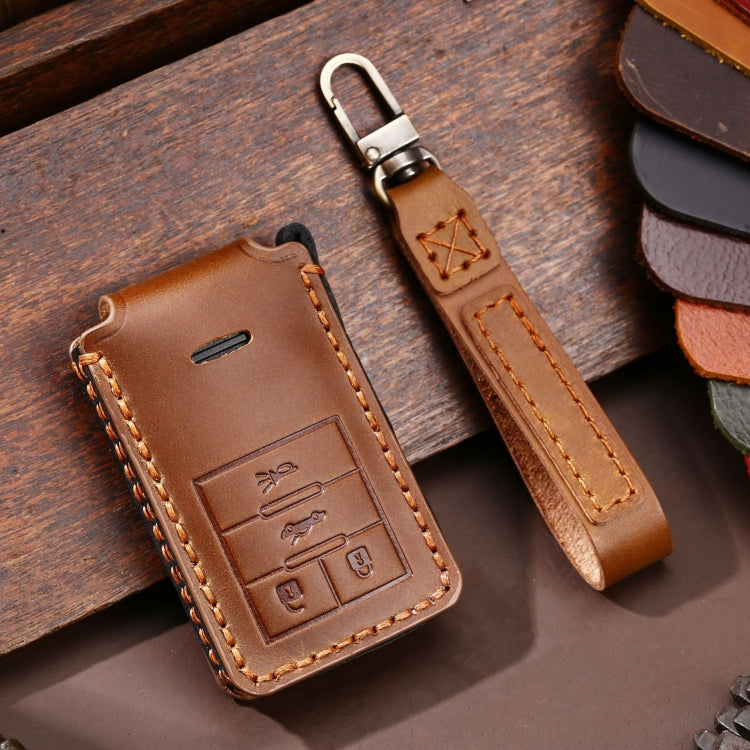 For Cadillac 4-button C090 Car Key Leather Protective Case (Brown) - Car Key Cases by PMC Jewellery | Online Shopping South Africa | PMC Jewellery | Buy Now Pay Later Mobicred