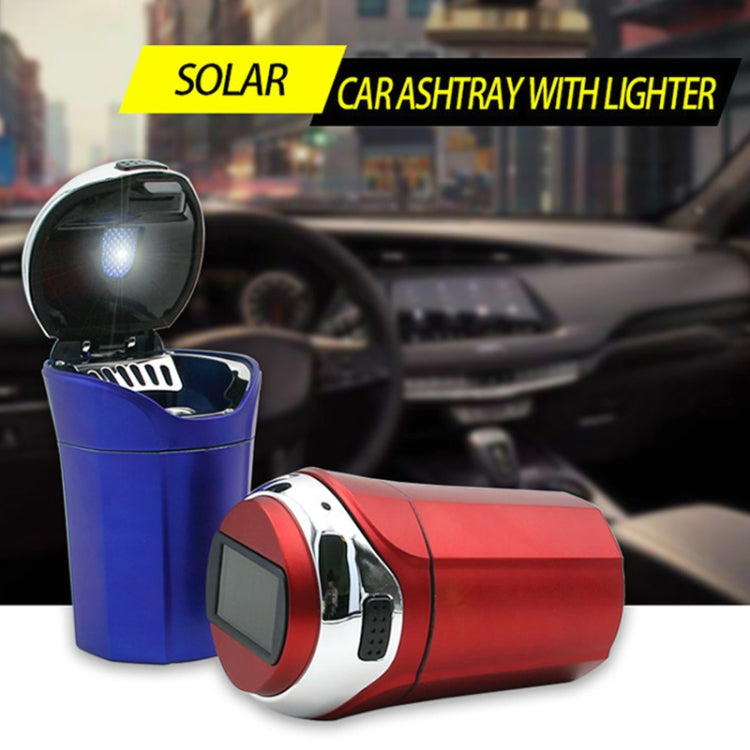 N12E Car Creative Ashtray Solar Power With Light And Cover With Cigarette Liighter (Gold) - Ashtrays by PMC Jewellery | Online Shopping South Africa | PMC Jewellery | Buy Now Pay Later Mobicred