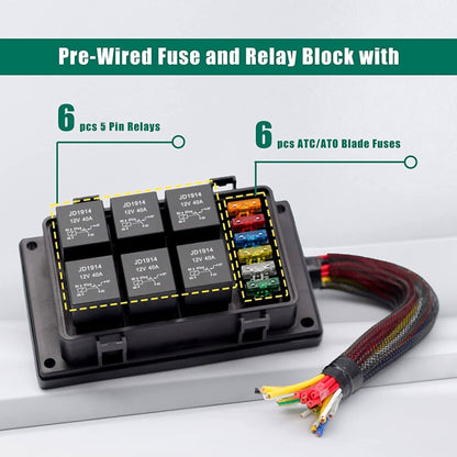 12V 5 Pin Car 6 Slots IP66 Waterproof Relay Fuse Box with Cable - Fuse by PMC Jewellery | Online Shopping South Africa | PMC Jewellery | Buy Now Pay Later Mobicred