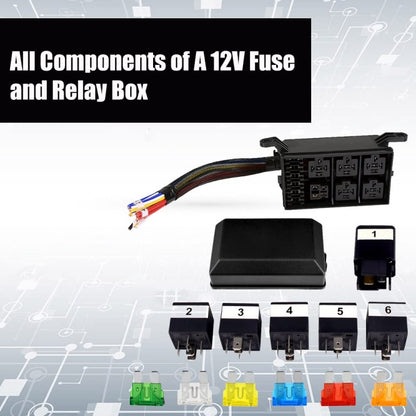 24V 5 Pin Car 6 Slots Waterproof Relay Fuse Box with Cable - Fuse by PMC Jewellery | Online Shopping South Africa | PMC Jewellery