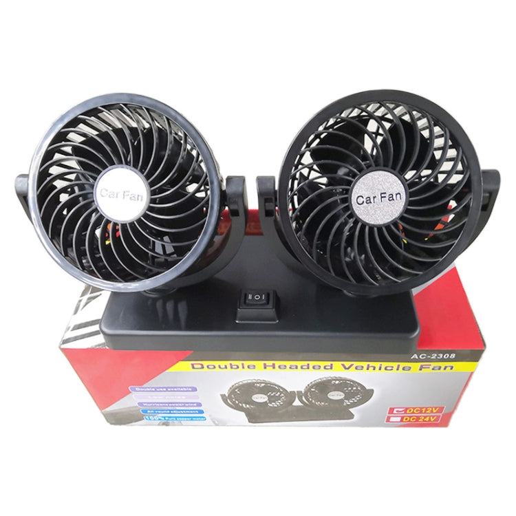CARFU AC-2308 Car 12V / 24V 360 Rotatable USB Double Head Fan - Heating & Fans by CARFU | Online Shopping South Africa | PMC Jewellery | Buy Now Pay Later Mobicred