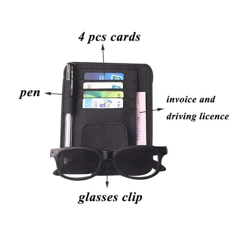 Multifunctional Car Litchi Pattern Glasses Holder Sun Visor Bill Holder (Black) - Sunglasses & Glasses Clips by PMC Jewellery | Online Shopping South Africa | PMC Jewellery