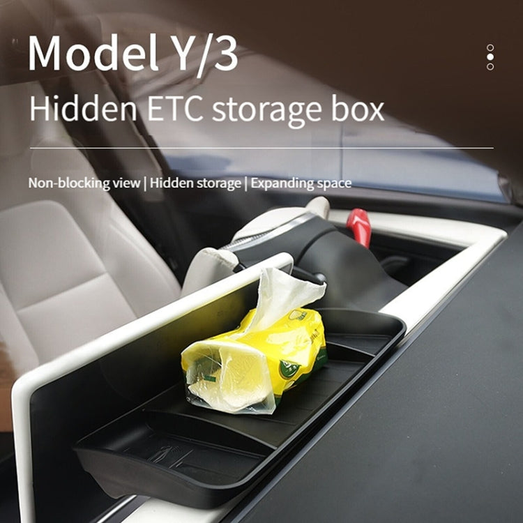 For Tesla Model Y / 3 Car Tissue Box Central Control Screen Hidden ETC Storage Box (Black) - Stowing Tidying by PMC Jewellery | Online Shopping South Africa | PMC Jewellery | Buy Now Pay Later Mobicred