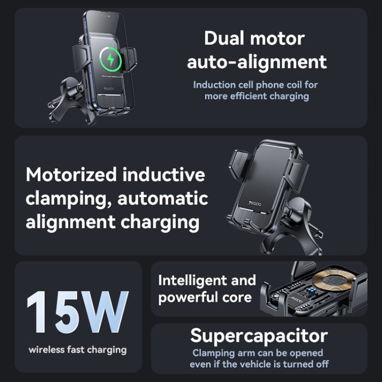 Yesido C312 Auto Alignment 15W Wireless Charging Air Outlet Car Holder - Wireless Charger Holders by Yesido | Online Shopping South Africa | PMC Jewellery | Buy Now Pay Later Mobicred