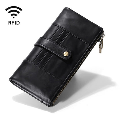 TP-198 Long Hand Leather Wallet Antimagnetic RFID Dual Zipper Wallet(Black) - Antimagnetic RFID Package by PMC Jewellery | Online Shopping South Africa | PMC Jewellery | Buy Now Pay Later Mobicred