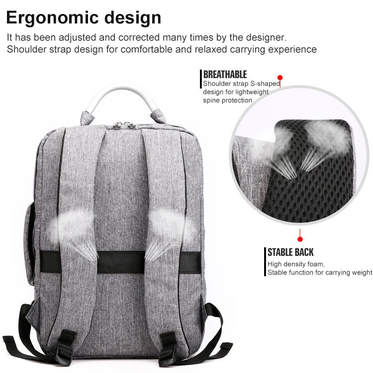 cxs-620 Multifunctional Oxford Laptop Bag Backpack (Light Grey) - Backpack by PMC Jewellery | Online Shopping South Africa | PMC Jewellery | Buy Now Pay Later Mobicred