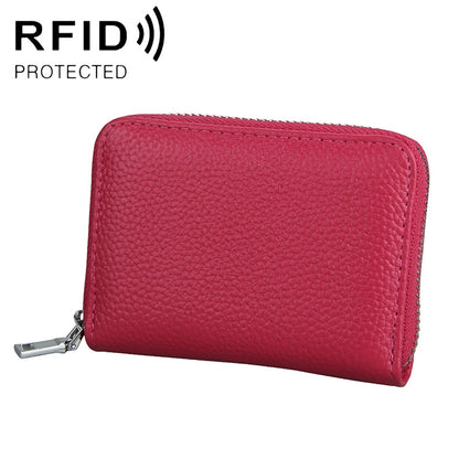 KB205 Antimagnetic RFID Litchi Texture Leather Zipper Large-capacity Card Holder Wallet(Rose Red) - Antimagnetic RFID Package by PMC Jewellery | Online Shopping South Africa | PMC Jewellery | Buy Now Pay Later Mobicred