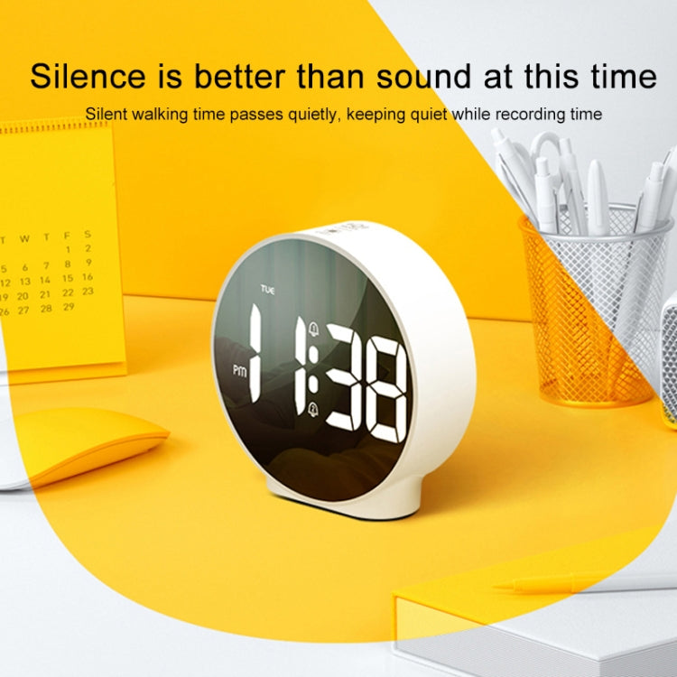 8816 LED Mirror Round Dual-purpose Alarm Clock (Black) - Novelty Clock by PMc TechLife | Online Shopping South Africa | PMc TechLife | Buy Now Pay Later Mobicred
