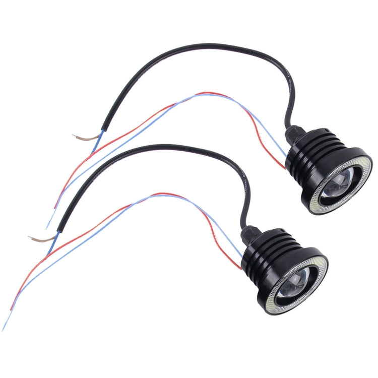 2 PCS 2.5 inch DC12-24V 10W 900LM 6500K Car Angel Eyes Fog Lamp Foglight, Cable Length: 20cm(White Light + White Light) - Fog / Driving Lights by PMC Jewellery | Online Shopping South Africa | PMC Jewellery | Buy Now Pay Later Mobicred