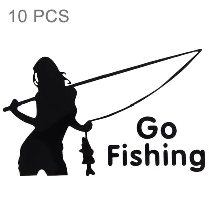 10 PCS Beauty Go Fishing Styling Reflective Car Sticker, Size: 14cm x 8.5cm(Black) - Decorative Sticker by PMC Jewellery | Online Shopping South Africa | PMC Jewellery | Buy Now Pay Later Mobicred