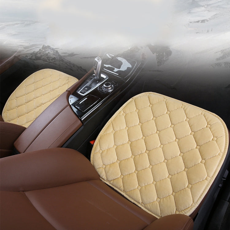 3 PCS / Set Luxurious Warm Car Seat Cover Cushion Universal Front Back Seat Covers Car Non-slip Chair Pad Warm Car Mats No Back Plush Cushion(Khaki) - Seat Accessories by PMC Jewellery | Online Shopping South Africa | PMC Jewellery | Buy Now Pay Later Mobicred