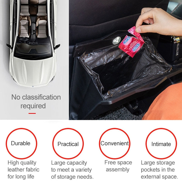 Car Multifunctional LED Design Hanging Folding Garbage Bin Storage Box (Khaki) - Stowing Tidying by PMC TechLife | Online Shopping South Africa | PMC TechLife | Buy Now Pay Later Mobicred