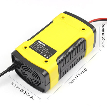 FOXSUR 12V 6A Intelligent Universal Battery Charger for Car Motorcycle, Length: 55cm, US Plug(Yellow) - Battery Charger by FOXSUR | Online Shopping South Africa | PMC Jewellery | Buy Now Pay Later Mobicred