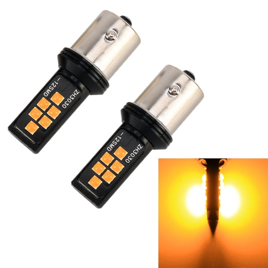 2 PCS 1156 DC9-16V / 3.5W Car Auto Turn Lights 12LEDs SMD-ZH3030 Lamps, with Constant Current(Yellow Light) - Arrow Turn Lights by PMC Jewellery | Online Shopping South Africa | PMC Jewellery | Buy Now Pay Later Mobicred