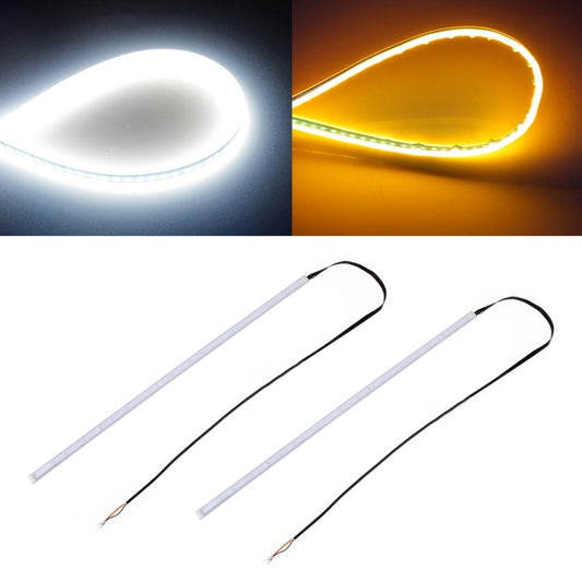 2 PCS 60cm DC12V 7.5W Ultra-thin Waterproof Car Auto Double Colors Turn Lights / Running Lights SMD-2835 LED Bulbs (Turn Lights: Yellow Light; Running Lights: White Light) - Running Lights by PMC Jewellery | Online Shopping South Africa | PMC Jewellery | Buy Now Pay Later Mobicred