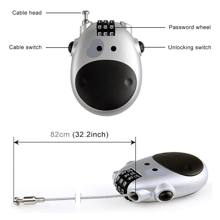 JASIT Portable Multifunction Cute Cow Travel Luggage Password Lock - Padlocks by PMC TechLife | Online Shopping South Africa | PMC TechLife