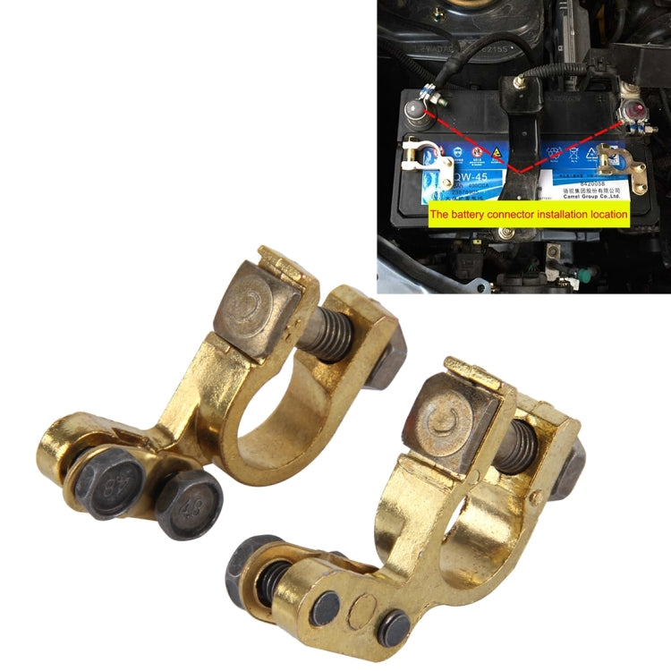 2 PCS Brass Positive and Nagative Car Battery Connectors Terminals Clamps Clips, Inner Diameter: 1.7cm - Booster Cable & Clip by PMC Jewellery | Online Shopping South Africa | PMC Jewellery