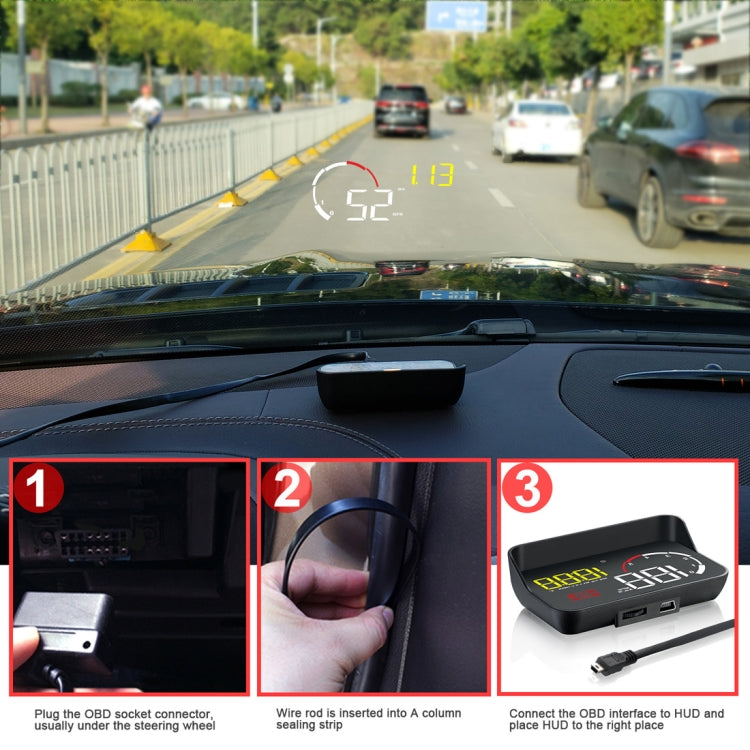 M10 3.5 inch Universal Car OBD2 HUD Vehicle-mounted Head Up Display (Blue) - Head Up Display System by PMC TechLife | Online Shopping South Africa | PMC TechLife | Buy Now Pay Later Mobicred
