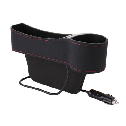 Car Multi-functional Co-pilot Seat Console PU Leather Box Cigarette Lighter Charging Pocket Cup Holder Seat Gap Side Storage Box (Black) - Stowing Tidying by PMC Jewellery | Online Shopping South Africa | PMC Jewellery | Buy Now Pay Later Mobicred