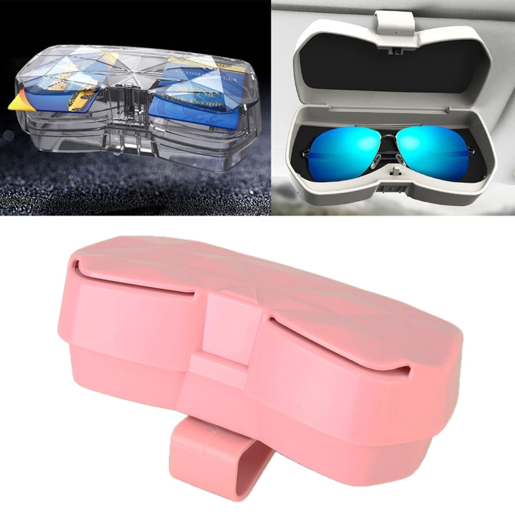 Car Multi-functional Glasses Case Sunglasses Storage Holder with Card Slot, Diamond Style (Pink) - Sunglasses & Glasses Clips by PMC Jewellery | Online Shopping South Africa | PMC Jewellery | Buy Now Pay Later Mobicred