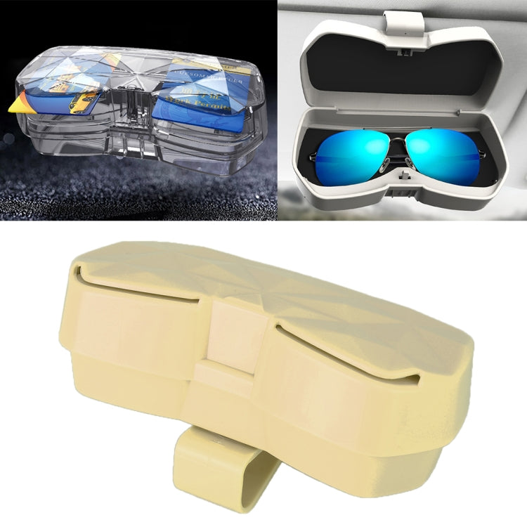 Car Multi-functional Glasses Case Sunglasses Storage Holder with Card Slot, Diamond Style (Beige) - Sunglasses & Glasses Clips by PMC Jewellery | Online Shopping South Africa | PMC Jewellery | Buy Now Pay Later Mobicred