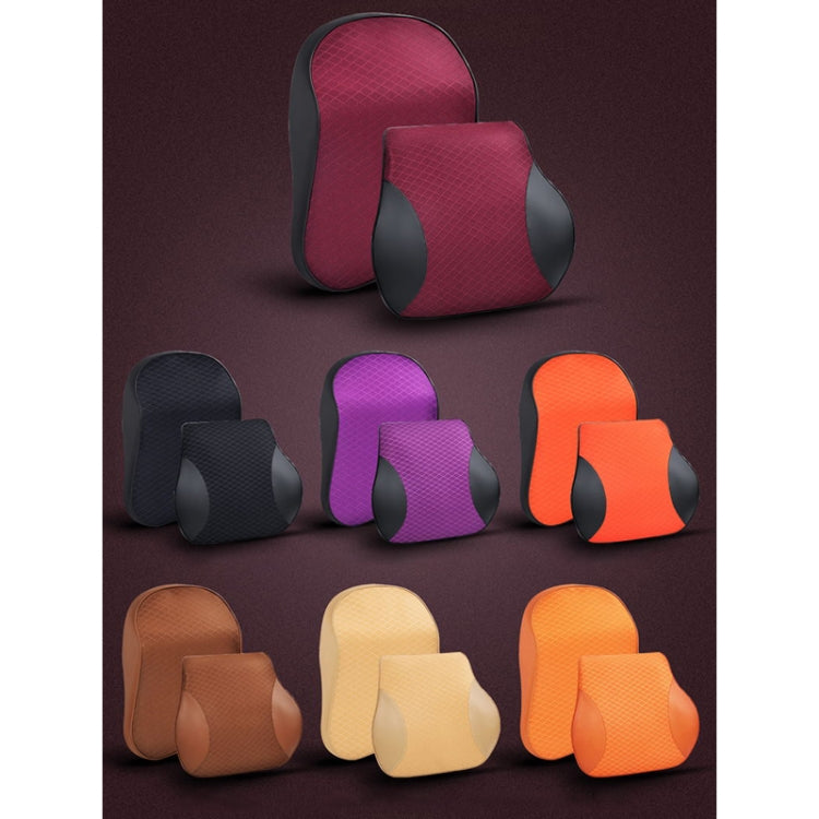Four Seasons Breathable Memory Foam Car Lumbar Pillow Polyester Pillow (Orange) - Seat Accessories by PMC TechLife | Online Shopping South Africa | PMC TechLife | Buy Now Pay Later Mobicred