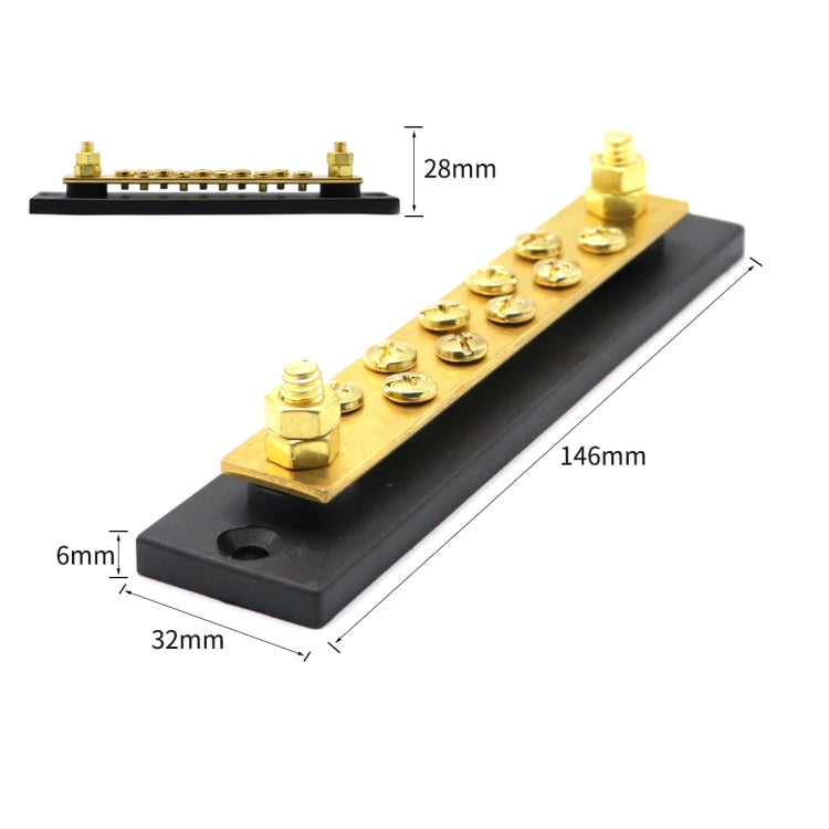 10 Way 10P Power Distribution Large Current Bus Bar 10-bit Distribution Box for Car / RV / Boat - Booster Cable & Clip by PMC Jewellery | Online Shopping South Africa | PMC Jewellery