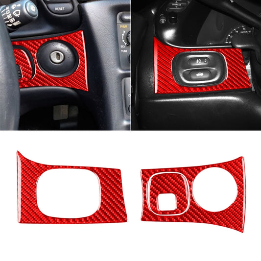 3 in 1 Carbon Fiber Car Headlight Key Panel Sticker for Chevrolet Corvette C5 1998-2004, Left Drive(Red) - Car Interior Mouldings by PMC Jewellery | Online Shopping South Africa | PMC Jewellery | Buy Now Pay Later Mobicred