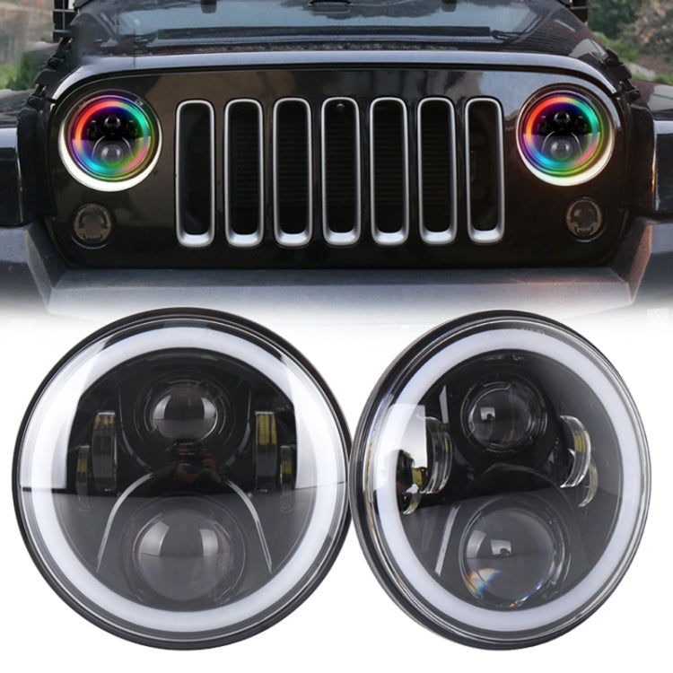 2 PCS 7 inch DC12V 6000K-6500K 50W Car LED Headlight Cree Lamp Beads for Jeep Wrangler / Harley, Support APP + Bluetooth Control(Black) - Work Lights by PMC Jewellery | Online Shopping South Africa | PMC Jewellery | Buy Now Pay Later Mobicred