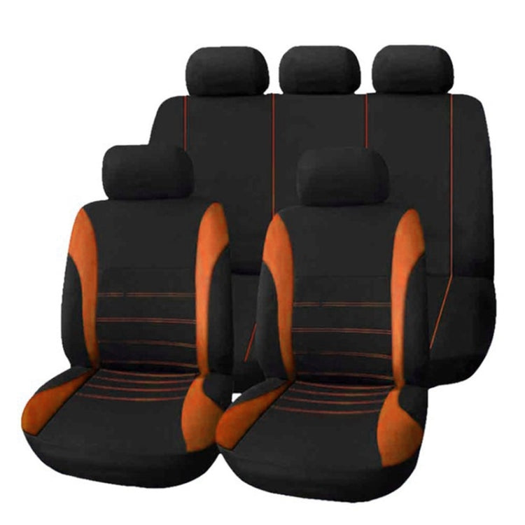 9 in 1 Universal Four Seasons Anti-Slippery Cushion Mat Set for 5 Seat Car, Style: Stitches (Orange) - Seat Accessories by PMC Jewellery | Online Shopping South Africa | PMC Jewellery | Buy Now Pay Later Mobicred