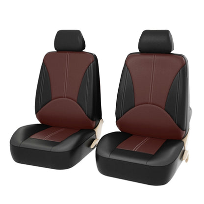 4 in 1 Universal PU Leather Four Seasons Anti-Slippery Front Seat Cover Cushion Mat Set for 2 Seat Car (Brown) - Seat Accessories by PMC Jewellery | Online Shopping South Africa | PMC Jewellery | Buy Now Pay Later Mobicred