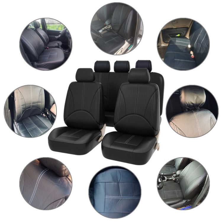 9 in 1 Universal PU Leather Four Seasons Anti-Slippery Cushion Mat Set for 5 Seat Car (Black) - Seat Accessories by PMC Jewellery | Online Shopping South Africa | PMC Jewellery | Buy Now Pay Later Mobicred