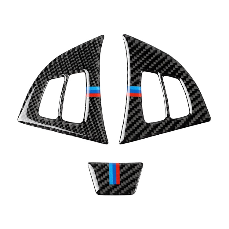 3 in 1 Car Carbon Fiber Tricolor Steering Wheel Button Decorative Sticker for BMW E70 2008-2013 X5, Left and Right Drive Universal - Car Interior Mouldings by PMC Jewellery | Online Shopping South Africa | PMC Jewellery | Buy Now Pay Later Mobicred