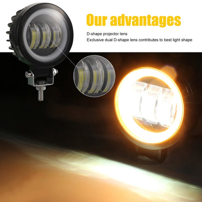 2 PCS Car 4 inch Round Spotlight Work Light with Angel Eyes (Yellow Light) - Work Lights by PMC Jewellery | Online Shopping South Africa | PMC Jewellery | Buy Now Pay Later Mobicred