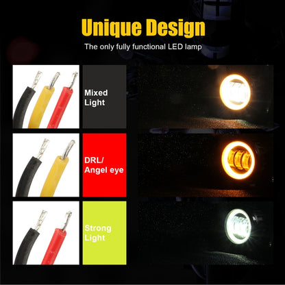 2 PCS Car 4 inch Round Spotlight Work Light with Angel Eyes (Yellow Light) - Work Lights by PMC Jewellery | Online Shopping South Africa | PMC Jewellery | Buy Now Pay Later Mobicred