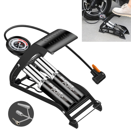 0903E Car / Motorcycle / Bicycle Portable High Pressure Double Pipe Inflatable Cylinder Pedal Air Pump - Inflatable Pump by PMC Jewellery | Online Shopping South Africa | PMC Jewellery