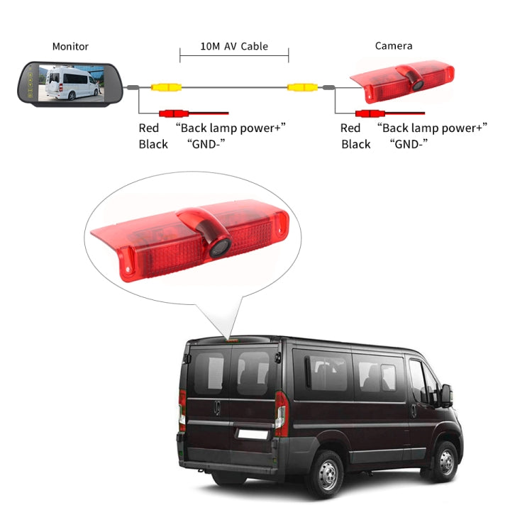 PZ478 Car Waterproof 170 Degree Brake Light View Camera + 7 inch Rearview Monitor for Chevrolet Express Van / CMC Savana Van - Rear View Cameras by PMC Jewellery | Online Shopping South Africa | PMC Jewellery | Buy Now Pay Later Mobicred