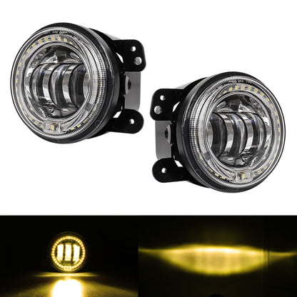 2 PCS DC12V-30V / 30W / 3A / 1440LM 12LEDs  4 inch Car LED Colorful Fog Light, Style: White Background (Yellow Light) - Fog / Driving Lights by PMC Jewellery | Online Shopping South Africa | PMC Jewellery | Buy Now Pay Later Mobicred