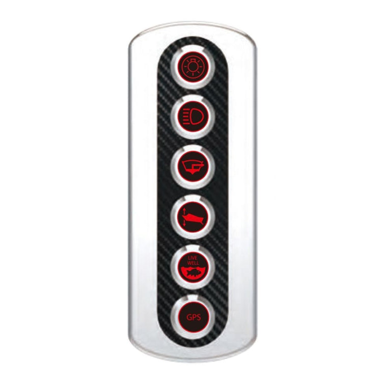 Yacht / RV Modified 6-position Button 12V 20A IP66 Carbon Fiber Panel Switch (Red Light) - Car Switches by PMC Jewellery | Online Shopping South Africa | PMC Jewellery