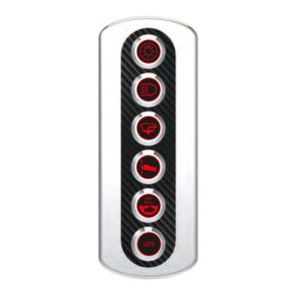 Yacht / RV Modified 6-position Button 12V 20A IP66 Carbon Fiber Panel Switch (Red Light) - Car Switches by PMC Jewellery | Online Shopping South Africa | PMC Jewellery