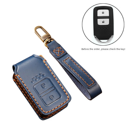 Hallmo Car Cowhide Leather Key Protective Cover Key Case for Honda 2-button(Black) - Car Key Cases by Hallmo | Online Shopping South Africa | PMC Jewellery | Buy Now Pay Later Mobicred