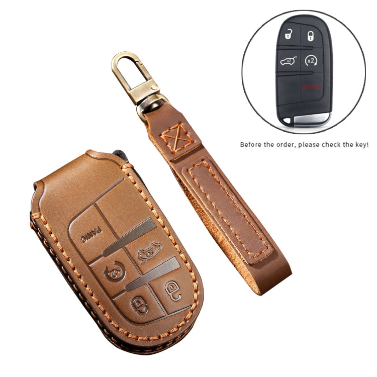 Hallmo Car Cowhide Leather Key Protective Cover Key Case for Jeep Compass(Black) - Car Key Cases by Hallmo | Online Shopping South Africa | PMC Jewellery | Buy Now Pay Later Mobicred