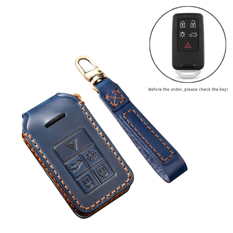 Hallmo Car Cowhide Leather Key Protective Cover Key Case for Volvo 5-button(Black) - free shipping - PMC TechLife - Order now!