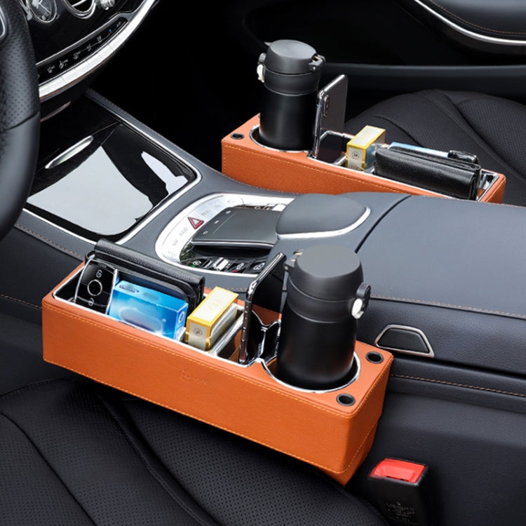Car Multi-functional Console PU Leather Box Cup Holder Seat Gap Side Storage Box (Brown) - Stowing Tidying by PMC TechLife | Online Shopping South Africa | PMC TechLife | Buy Now Pay Later Mobicred