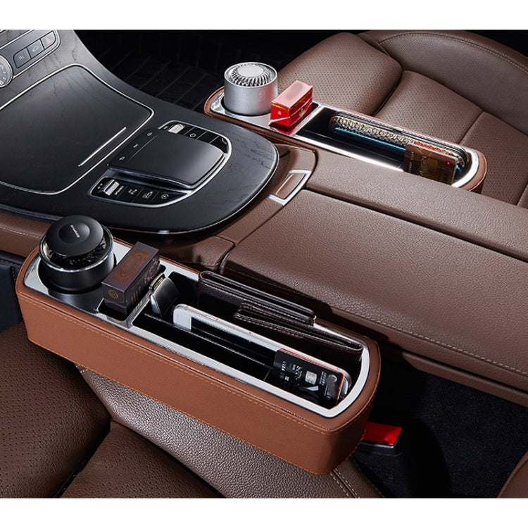 Car Multi-functional Wireless Fast Charge Console PU Leather Box Cup Holder Seat Gap Side Storage Box (Brown) - Stowing Tidying by PMC TechLife | Online Shopping South Africa | PMC TechLife | Buy Now Pay Later Mobicred