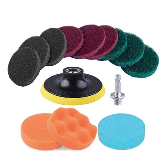 13 in 1 4 inch Sponge Scouring Pad Floor Wall Window Glass Cleaning Descaling Electric Drill Brush Head Set - Sponges, Cloths & Brushes by PMC Jewellery | Online Shopping South Africa | PMC Jewellery | Buy Now Pay Later Mobicred